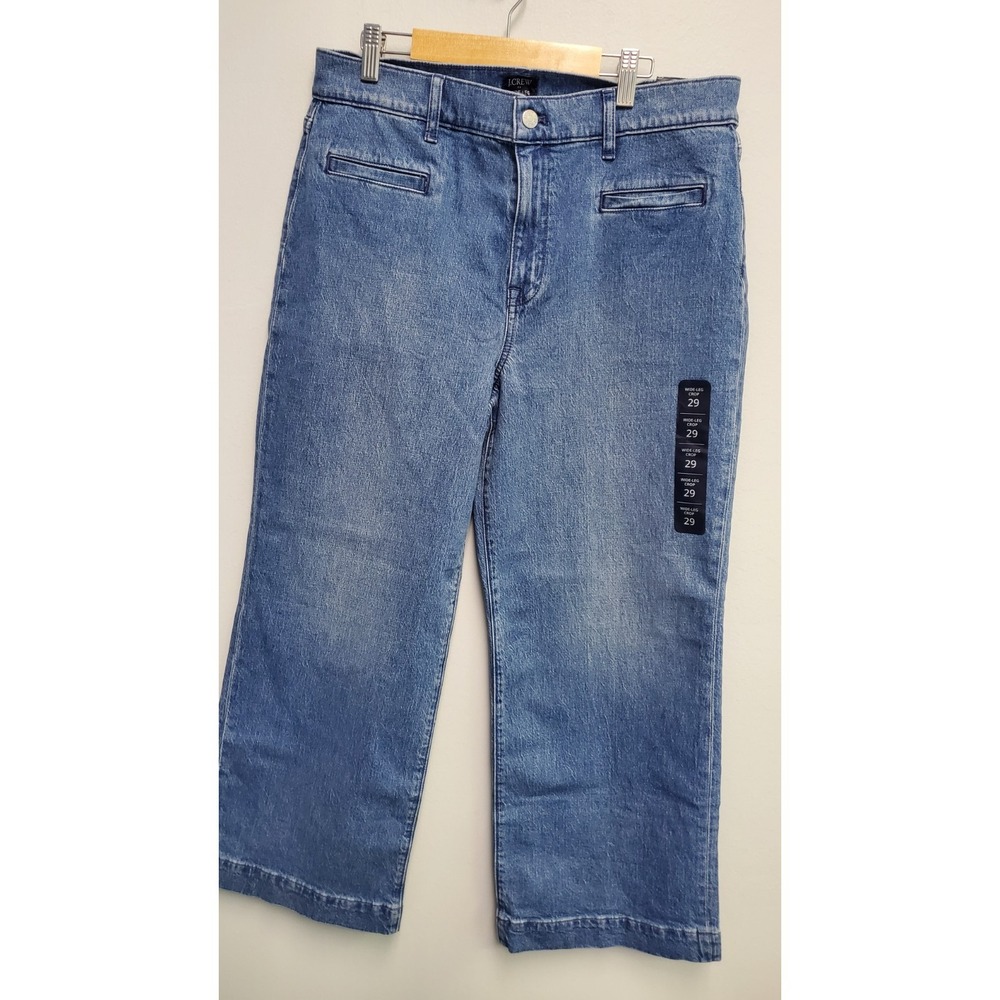 J.CREW Size 29 Wide-Leg Crop Jean Welt Pockets All-Day Stretch $118 CB374 NWT‎